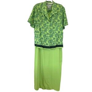 Michael Blake Jacket Dress Womens 14 Lime Green Pearl Buttons Sunday Best 90s